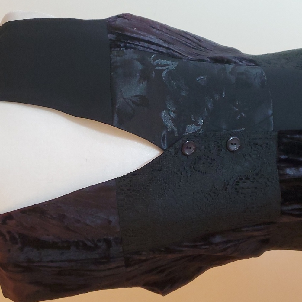 The Limited Black Long Patchwork Button Front Vest - image 2